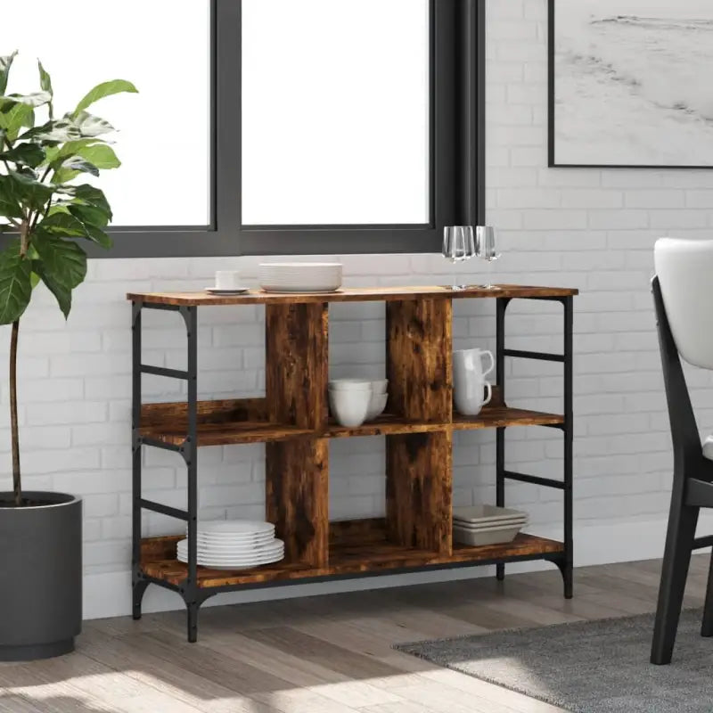 Klassieke dressoir van bewerkt hout met stevig blad en verstelbare poten - Gerookt eiken / 1 / 73.5 cm - Dressoirs &