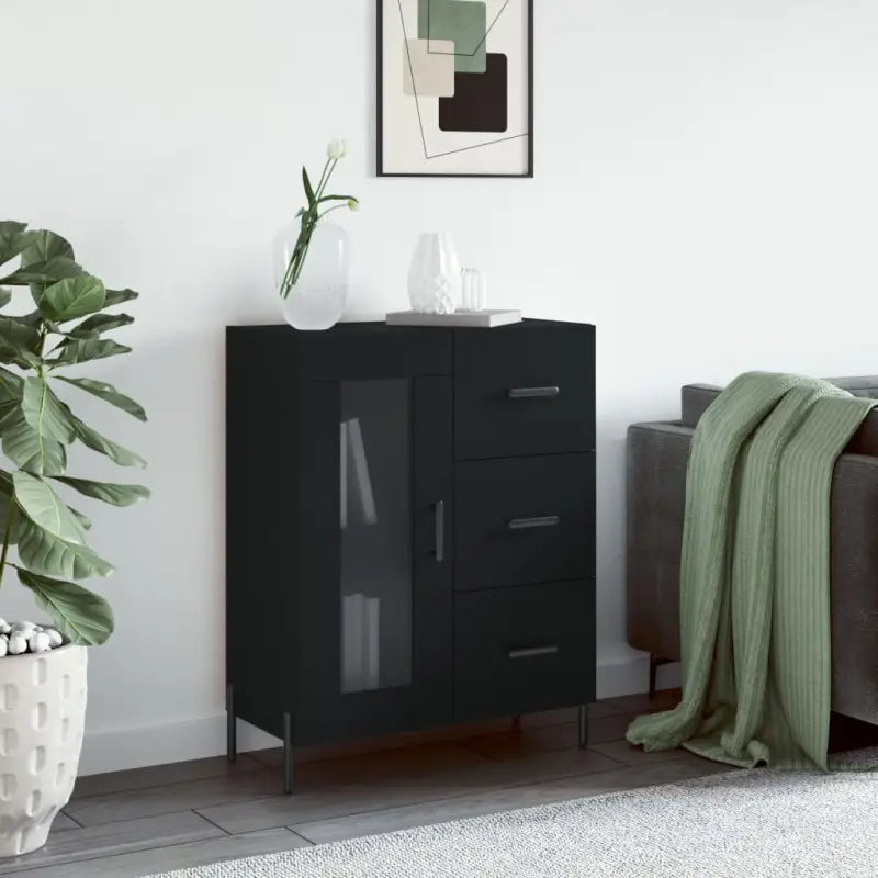 Klassieke Dressoir van Bewerkt Hout met Tijdloze uitstraling - Zwart / 1 - Dressoirs & buffetkasten
