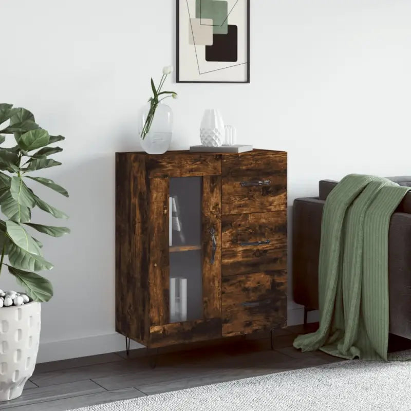 Klassieke dressoir van bewerkt hout voor een tijdloze uitstraling - Gerookt eiken / 1 - Dressoirs & buffetkasten