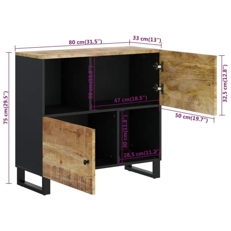 Klassieke dressoir van massief mangohout met ijzeren poten - Dressoirs & buffetkasten