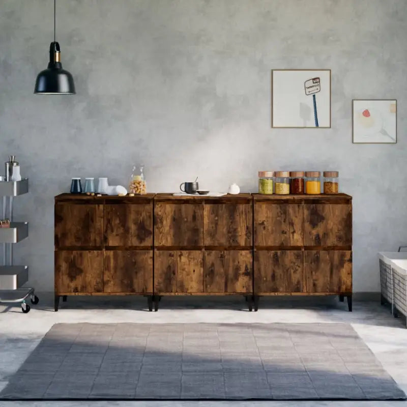 Klassieke Dressoirs en Buffetkasten van Behandeld Bewerkt Hout - Gerookt eiken / 3 - Dressoirs & buffetkasten
