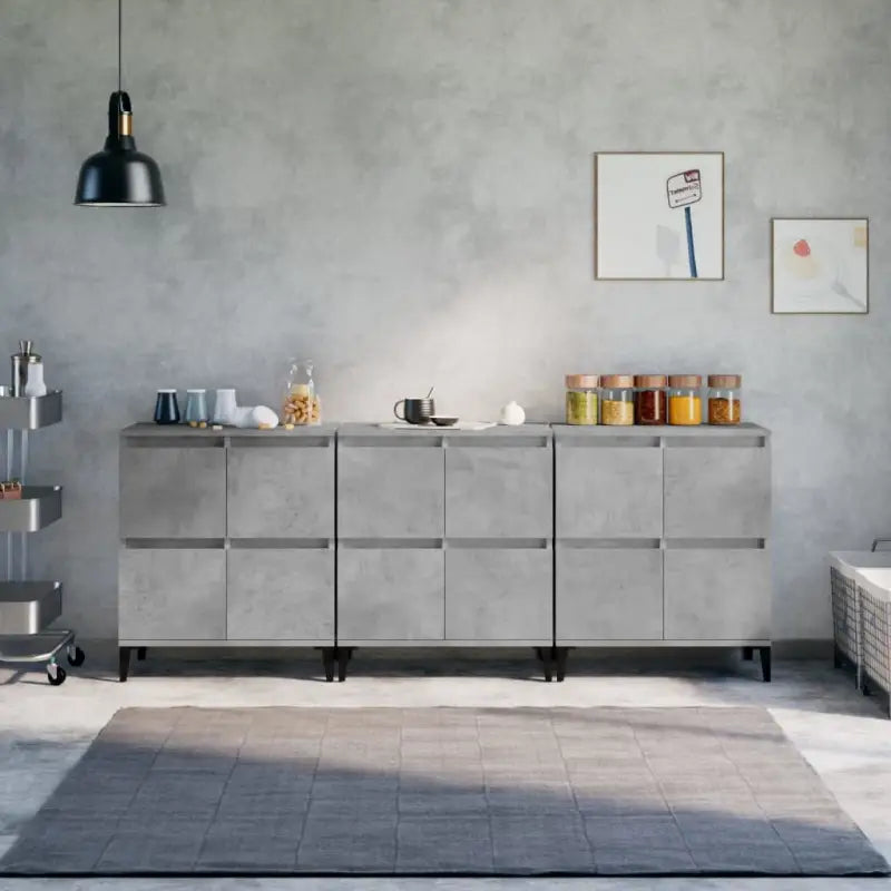 Klassieke Dressoirs en Buffetkasten van Behandeld Bewerkt Hout - Betongrijs / 3 - Dressoirs & buffetkasten