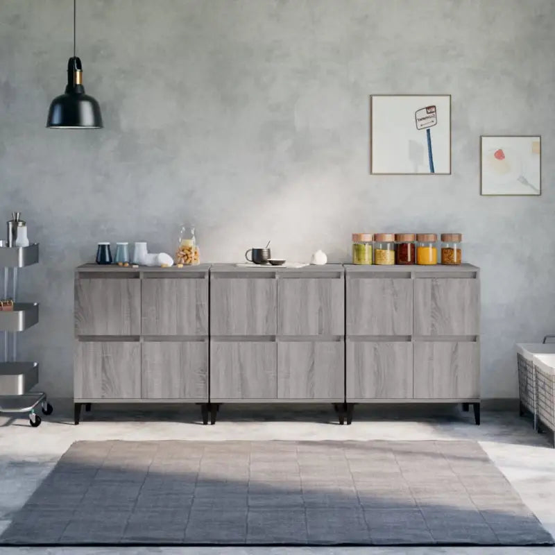 Klassieke Dressoirs en Buffetkasten van Behandeld Bewerkt Hout - Grijs sonoma / 3 - Dressoirs & buffetkasten