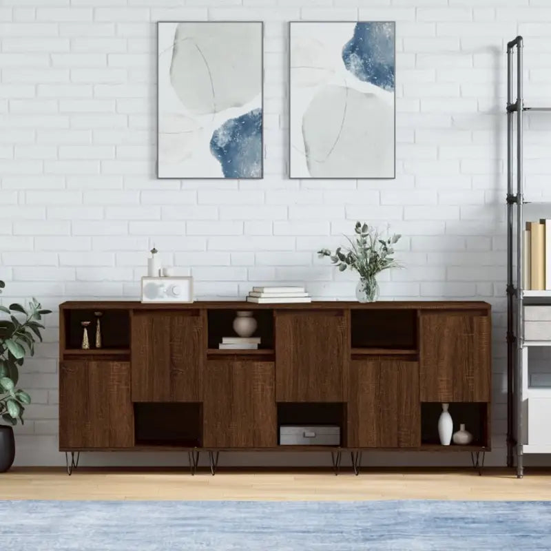 Klassieke dressoirs en buffetkasten van bewerkt hout - bruin eikenkleur / 3 - Dressoirs & buffetkasten