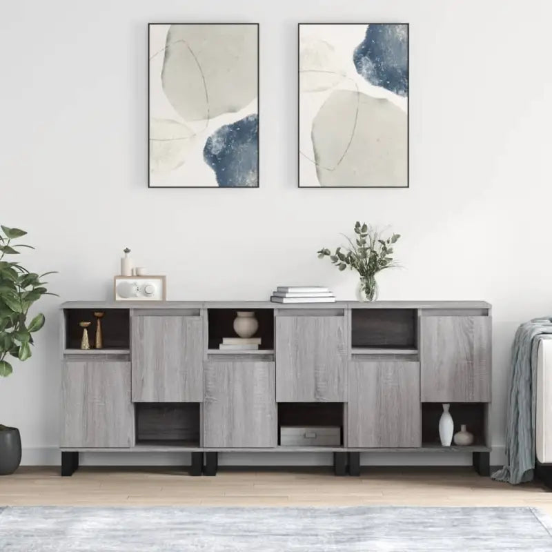 Klassieke dressoirs van bewerkt hout met tijdloze uitstraling - Grijs sonoma / 3 - Dressoirs & buffetkasten