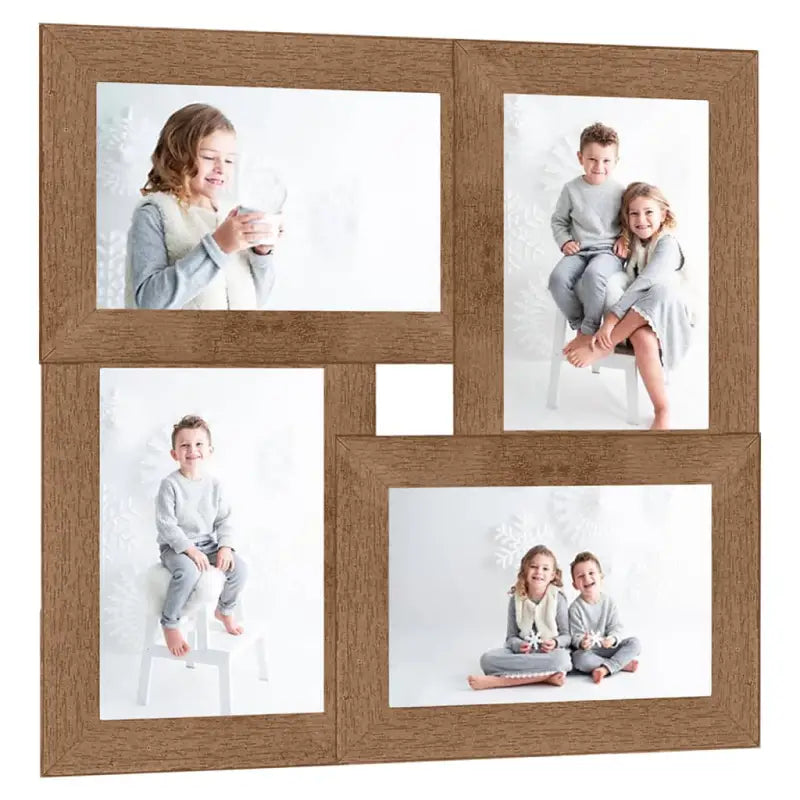 Klassieke Fotolijst voor een Moderne Touch in je Woonruimte - Lichtbruin / 4 x (13 x 18 cm) / 1 - Fotolijstjes