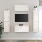 Klassieke hang-tv-meubels van massief grenenhout voor een stijlvolle kamer - Wit / 6 - Tv-meubels
