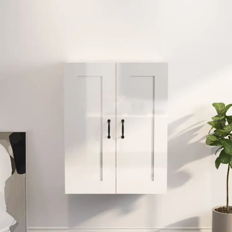 Klassieke hangkast van bewerkt hout voor ruimtebesparing en decoratie - Hoogglans wit / 1 - Dressoirs & buffetkasten