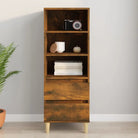 Klassieke hoge kast van bewerkt hout met houten poten en duurzame afwerking - Gerookt eiken / 1 - Dressoirs &