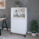 Klassieke hoge kast van bewerkt hout voor een stijlvolle inrichting - Wit / 1 - Dressoirs & buffetkasten