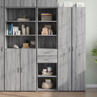 Klassieke hoge kast van bewerkt hout voor een stijlvolle keuken of woonkamer - Grijs sonoma / 1 - Dressoirs &