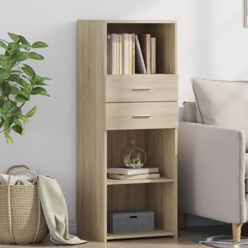 Klassieke hoge kast van bewerkt hout voor elegant en praktisch interieur - Sonoma eiken / 1 - Dressoirs & buffetkasten