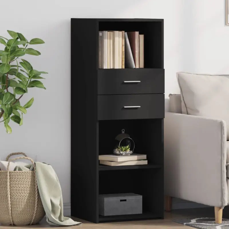 Klassieke hoge kast van bewerkt hout voor elegant en praktisch interieur - Zwart / 1 - Dressoirs & buffetkasten