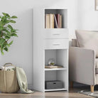 Klassieke hoge kast van bewerkt hout voor elegant interieur - Wit / 1 - Dressoirs & buffetkasten