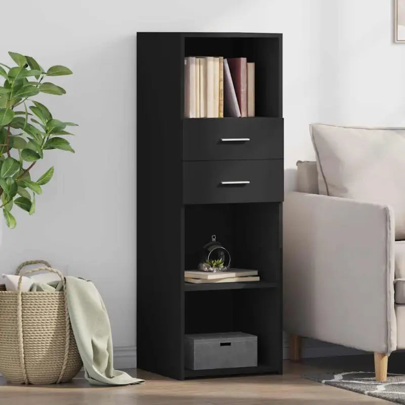 Klassieke hoge kast van bewerkt hout voor elegant interieur - Zwart / 1 - Dressoirs & buffetkasten
