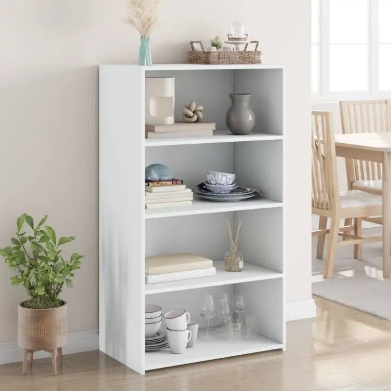Klassieke hoge kast van bewerkt hout voor je interieur - Wit / 1 - Dressoirs & buffetkasten