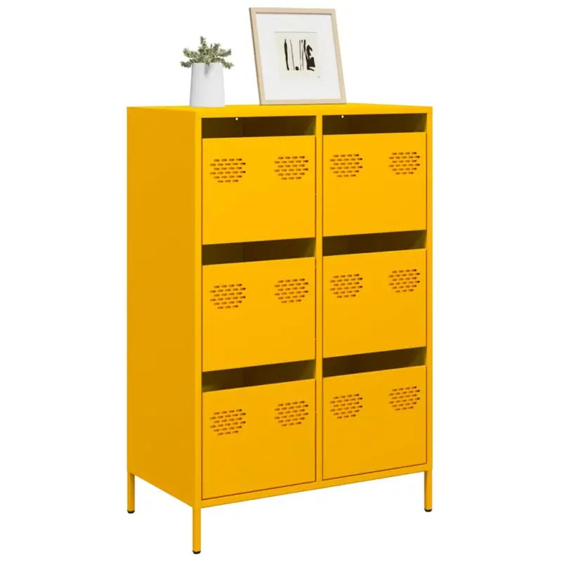 Klassieke hoge kast van koudgewalst staal voor interieur en kantoor - Geel / 1 - Dressoirs & buffetkasten