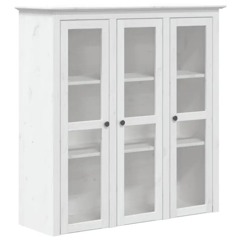 Klassieke hoge kast van massief grenenhout met metalen handgrepen - Wit / 1 - Dressoirs & buffetkasten