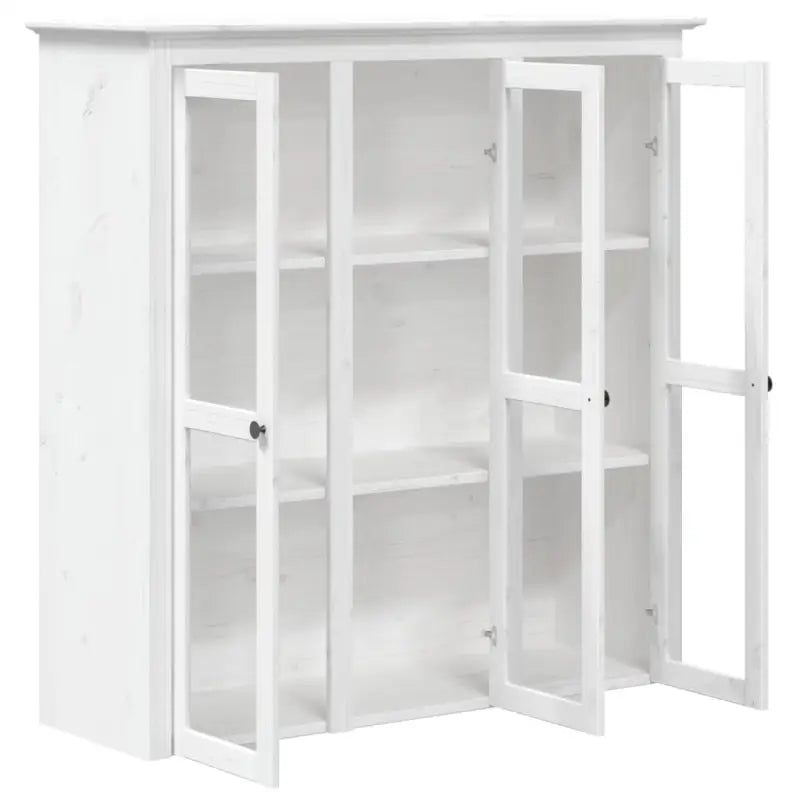Klassieke hoge kast van massief grenenhout met metalen handgrepen - Wit / 1 - Dressoirs & buffetkasten