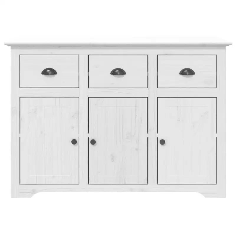 Klassieke hoge kast van massief grenenhout met metalen handgrepen - Wit / 1 - Dressoirs & buffetkasten