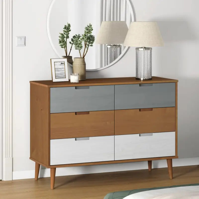 Klassieke houten ladekast van massief grenenhout in Scandinavische stijl - Commodes & ladekasten