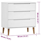 Klassieke houten ladekast van massief grenenhout voor scandinavisch interieur - Commodes & ladekasten