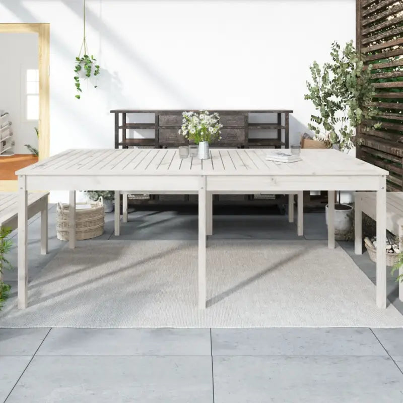 Klassieke houten tuintafel van massief grenenhout voor buiten - Wit grenenhout / 203.5 x 100 x 76 cm / 1 - Tuintafels