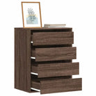 Klassieke ladekast van bewerkt hout met tijdloze uitstraling - bruin eikenkleur / 60 x 41 x 76 cm / 1 - Commodes &