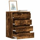 Klassieke ladekast van bewerkt hout met tijdloze uitstraling - Gerookt eiken / 60 x 41 x 76 cm / 1 - Commodes &