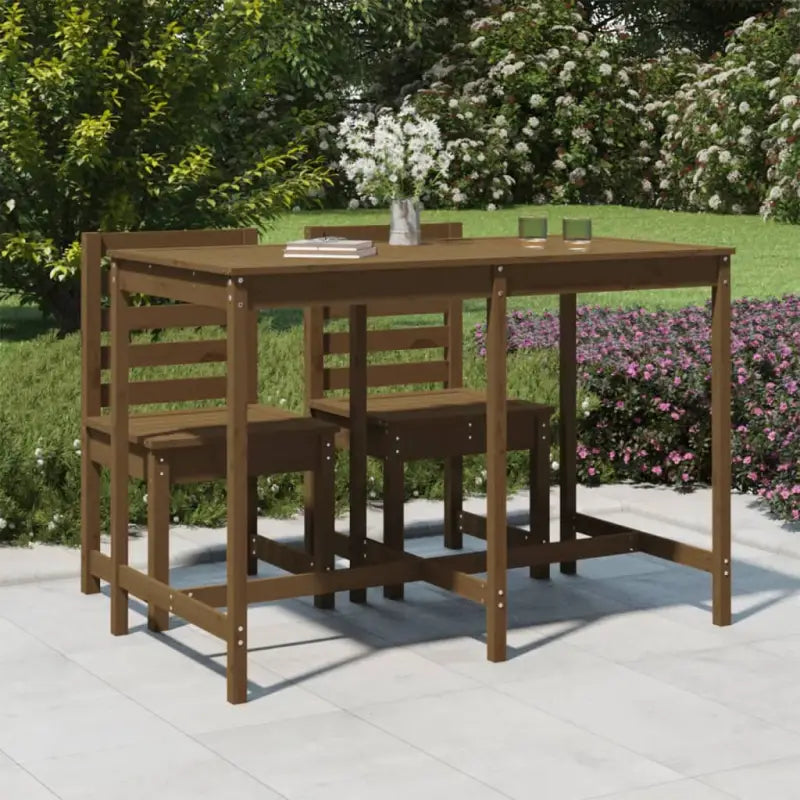 Klassieke Massief Grenenhouten Tuintafel voor buitengebruik - Honingbruin grenenhout / 159.5 x 82.5 x 110 cm / 1
