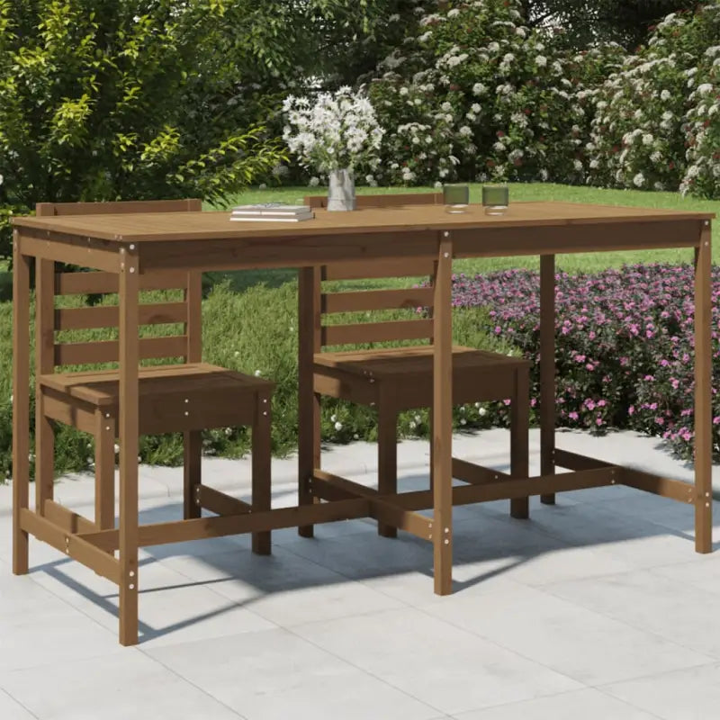 Klassieke Massief Grenenhouten Tuintafel voor buitengebruik - Honingbruin grenenhout / 203.5 x 90 x 110 cm / 1