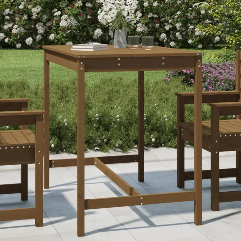 Klassieke Massief Grenenhouten Tuintafel voor buitengebruik - Honingbruin grenenhout / 121 x 82.5 x 110 cm / 1