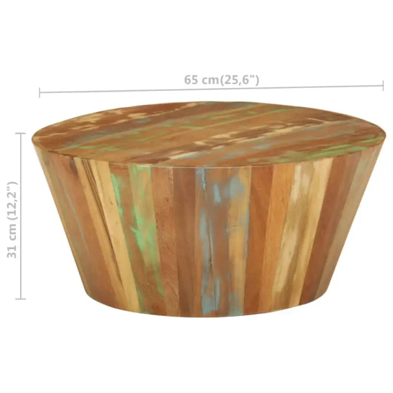 Klassieke salontafel van massief gerecycled hout een uniek meubelstuk - Ø 65 x 31 cm / 1 / massief gerecycled hout