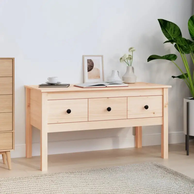 Klassieke salontafel van massief grenenhout met opbergruimte - Naturel / 1 - Salontafels