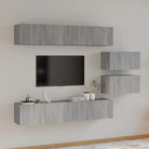 Klassieke televisiekast met bewerkt hout voor een stijlvol interieur - Grijs sonoma / 6 / 80 cm - Tv-meubels