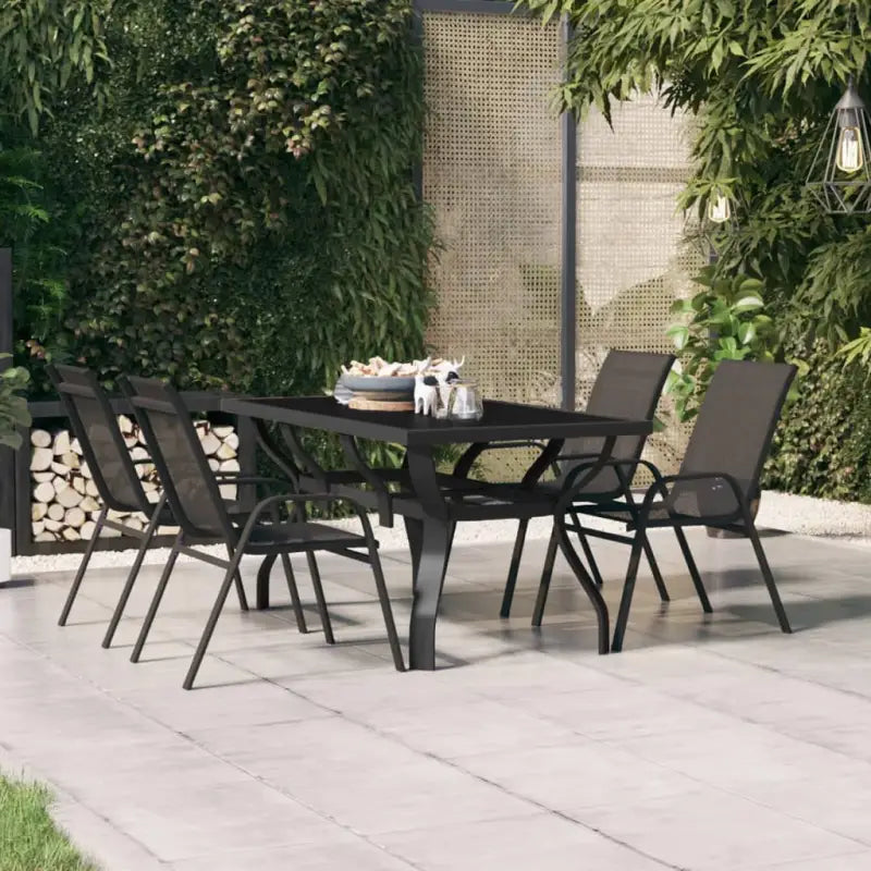 Klassieke tuintafel met gehard glazen blad en stabiele stalen poten - Zwart / 140 x 70 x 70 cm / 1 - Tuintafels