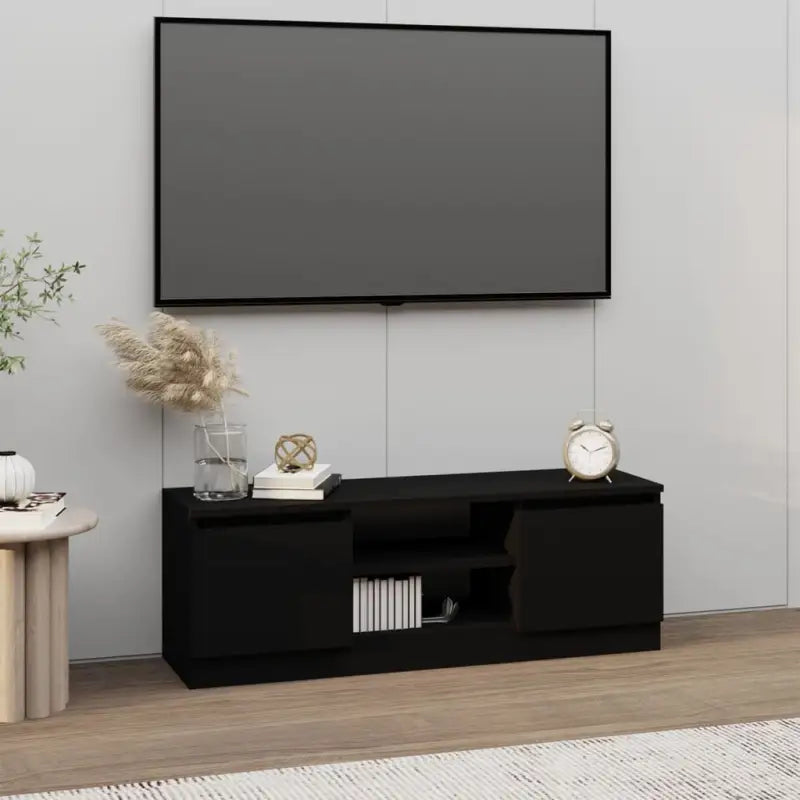 Klassieke TV-Kast met Deur in Hoogwaardig Bewerkt Hout - Zwart / 1 - Tv-meubels