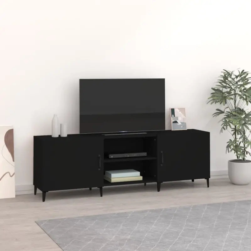Klassieke Tv-meubel van bewerkt hout met hoge kwaliteit en vochtbestendigheid - Zwart / 1 - Tv-meubels