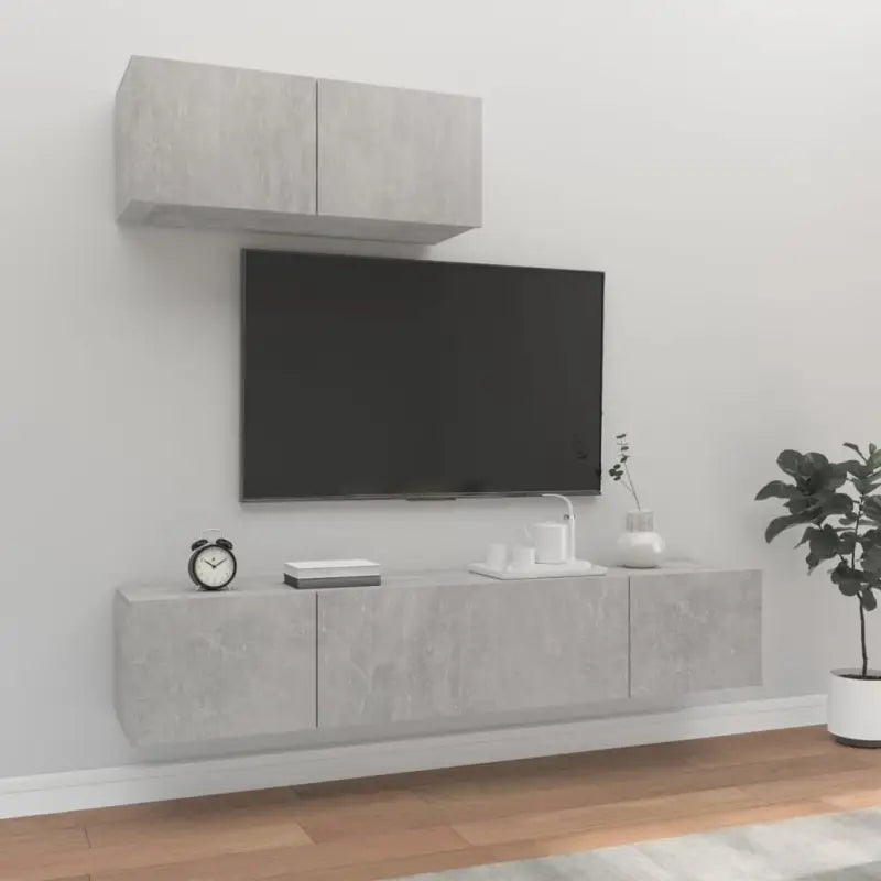 Klassieke TV-meubels in bewerkt hout met trendy en praktische design - Betongrijs / 3 / 80 cm - Tv-meubels