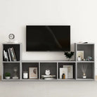 Klassieke Tv-meubels in bewerkt hout voor een trendy en praktische uitstraling - Betongrijs / 1 - Tv-meubels