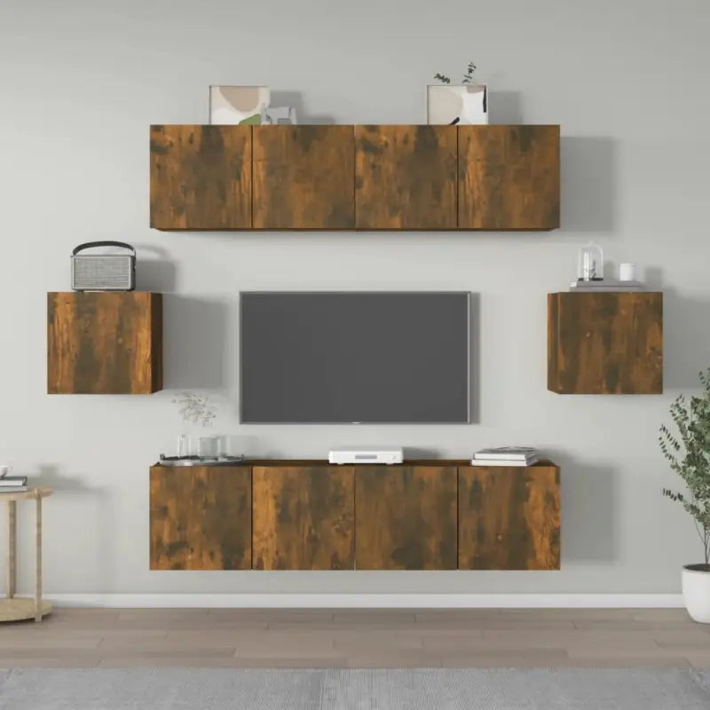 Klassieke Tv-meubels met bewerkt hout en hoogwaardig design - Gerookt eiken / 6 / 60 cm - Tv-meubels