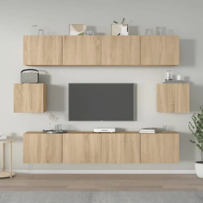 Klassieke Tv-meubels met bewerkt hout en hoogwaardig design - Sonoma eiken / 6 / 80 cm - Tv-meubels