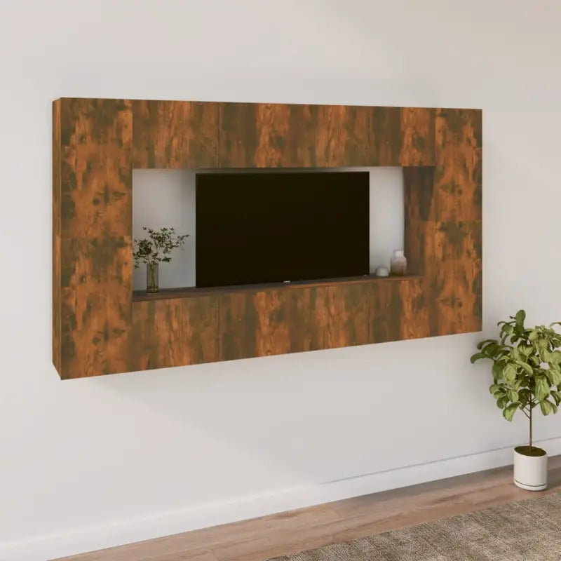 Klassieke Tv-meubels met bewerkt hout voor een stijlvolle woonkamer - Gerookt eiken / 8 / 80 cm - Tv-meubels
