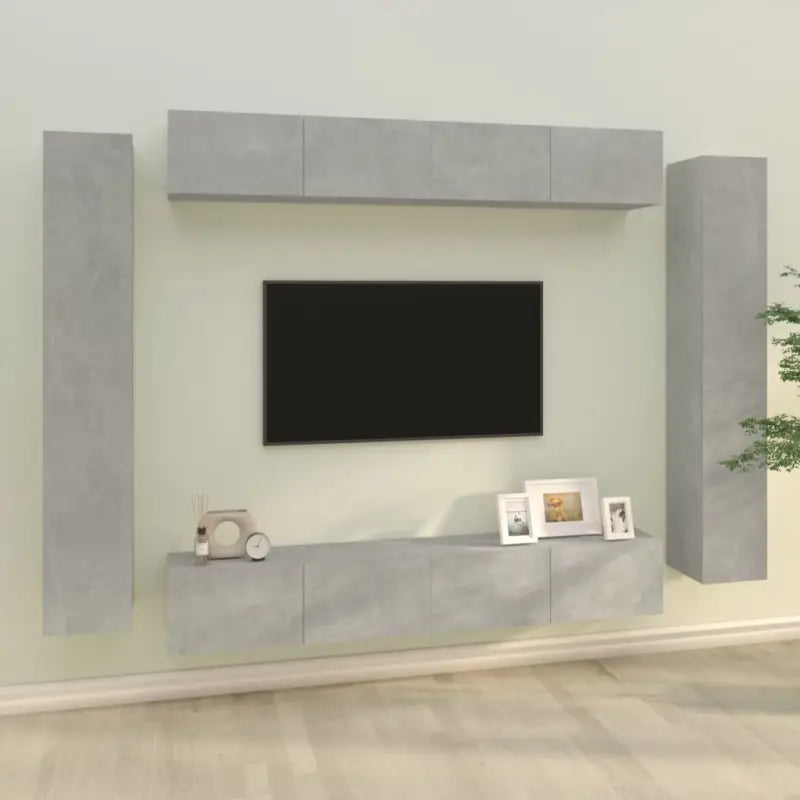 Klassieke Tv-meubels met bewerkt hout voor een stijlvolle woonkamer - Betongrijs / 8 / 100 cm - Tv-meubels