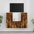 Klassieke Tv-meubels van bewerkt hout met een trendy en stabiel ontwerp - Gerookt eiken / 3 - Tv-meubels