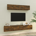 Klassieke Tv-meubels van bewerkt hout met stabiel en stijlvol ontwerp - Gerookt eiken / 4 / 80 cm - Tv-meubels