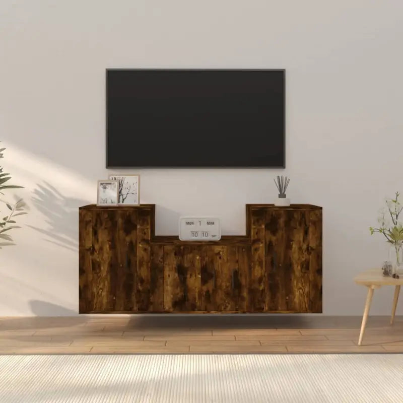 Klassieke Tv-Meubels van bewerkt hout met stijl en duurzaamheid - Gerookt eiken / 3 - Tv-meubels