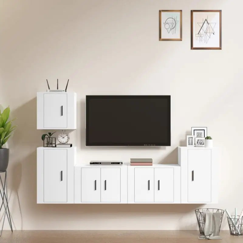 Klassieke Tv-meubels van bewerkt hout met stijl en duurzaamheid - Wit / 5 - Tv-meubels