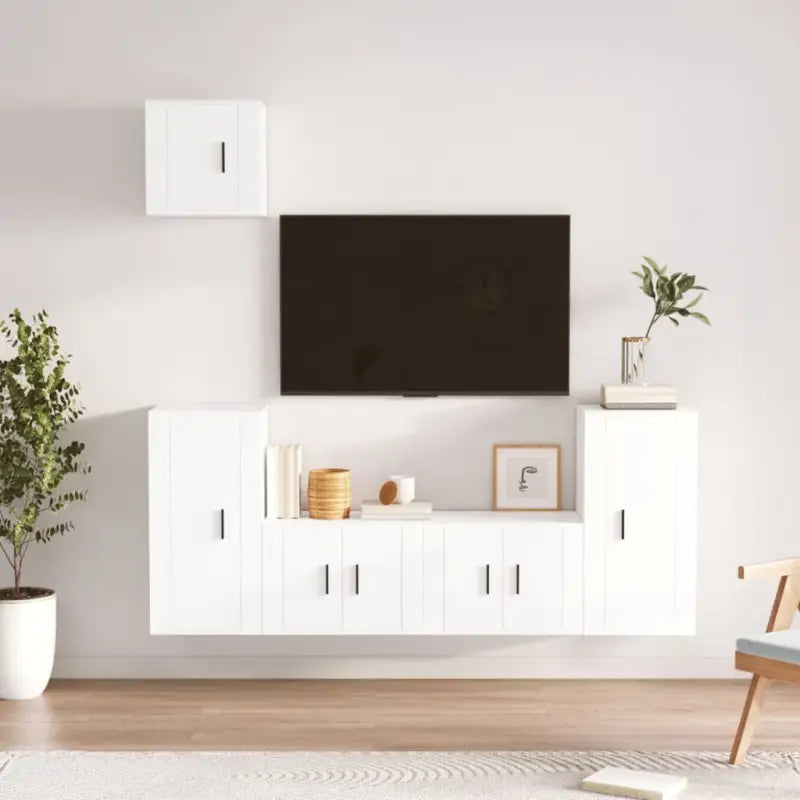 Klassieke Tv-meubels van bewerkt hout met strak design - Wit / 5 - Tv-meubels