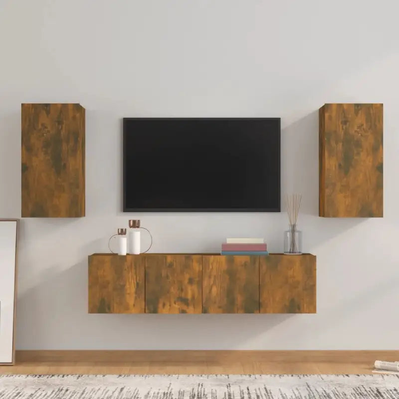 Klassieke tv-meubels van bewerkt hout met trendy en praktische ontwerp - Gerookt eiken / 4 / 60 cm - Tv-meubels